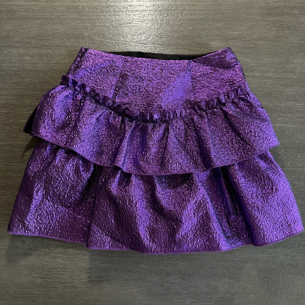 Zara Skort Mini Skirt Tiered Purple Rave Skirt XS